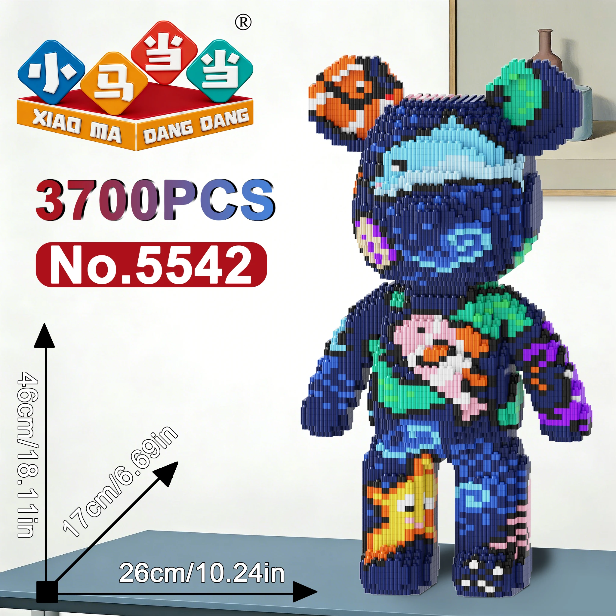 

3700Pcs Super Large Ocean Violent Bear Building Blocks Toys Living Room Decoration Puzzle Fidget Toy Creative Gift Model Blocks