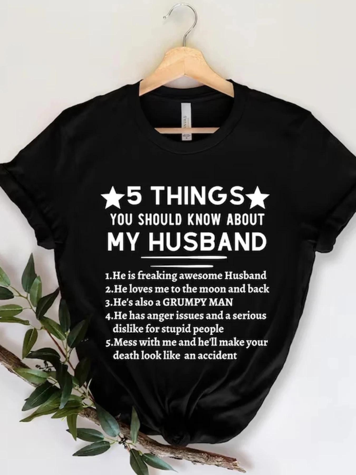 남성용 재미있는 '내 남편에 관한 5가지' 패턴 티셔츠 - 100% 면 Y2K 스트리트웨어 반팔 셔츠