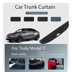 Car Trunk Curtain Cover For Tesla Model Y 2022 2023 2024 2025 Security Retractable Trunk Rack Partition Shelter Auto Accessories