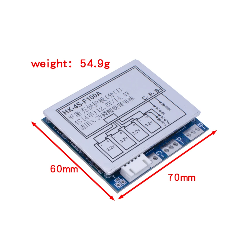 LIZAO BMS 4S 100A 12.8V 14.8V Lithium Lifepo4 Battery Protection Bord with Balance Function Professional Lifepo4 Equalizer