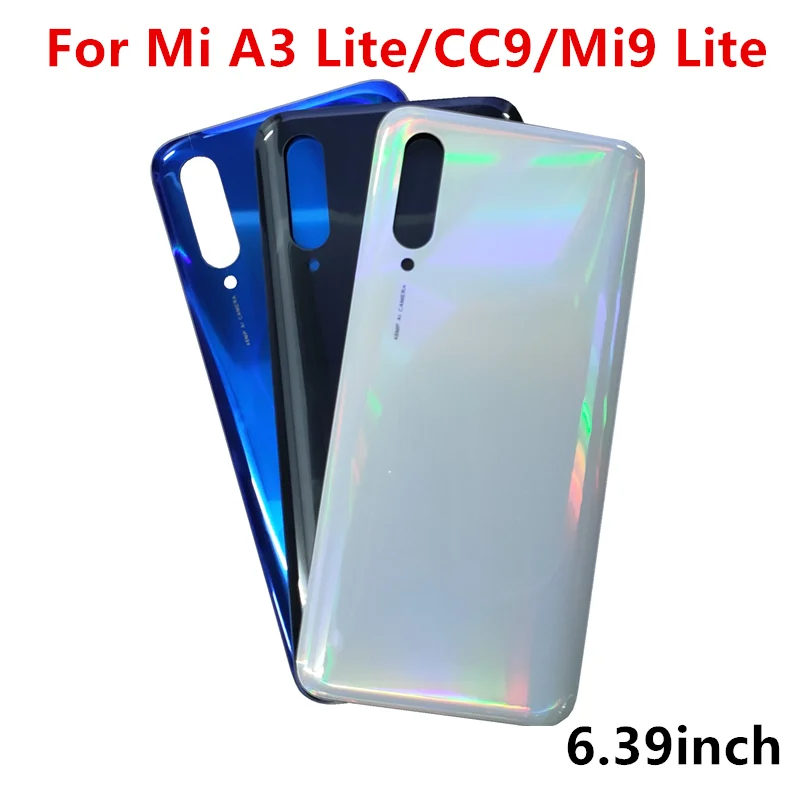 

A3Lite Housing For Xiaomi Mi 9 Lite / A3 Lite / CC9 6.39" Glass Battery Back Cover Repair Replace Phone Door Rear Case