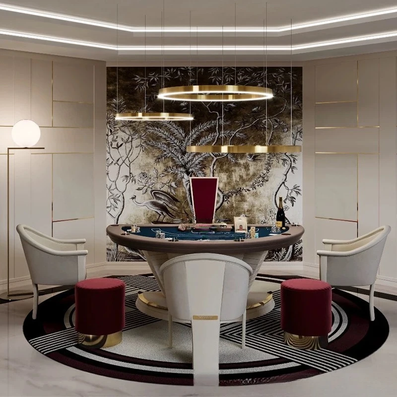 Light luxury club villa mansion designer new chip semi-round Texas chess and card table