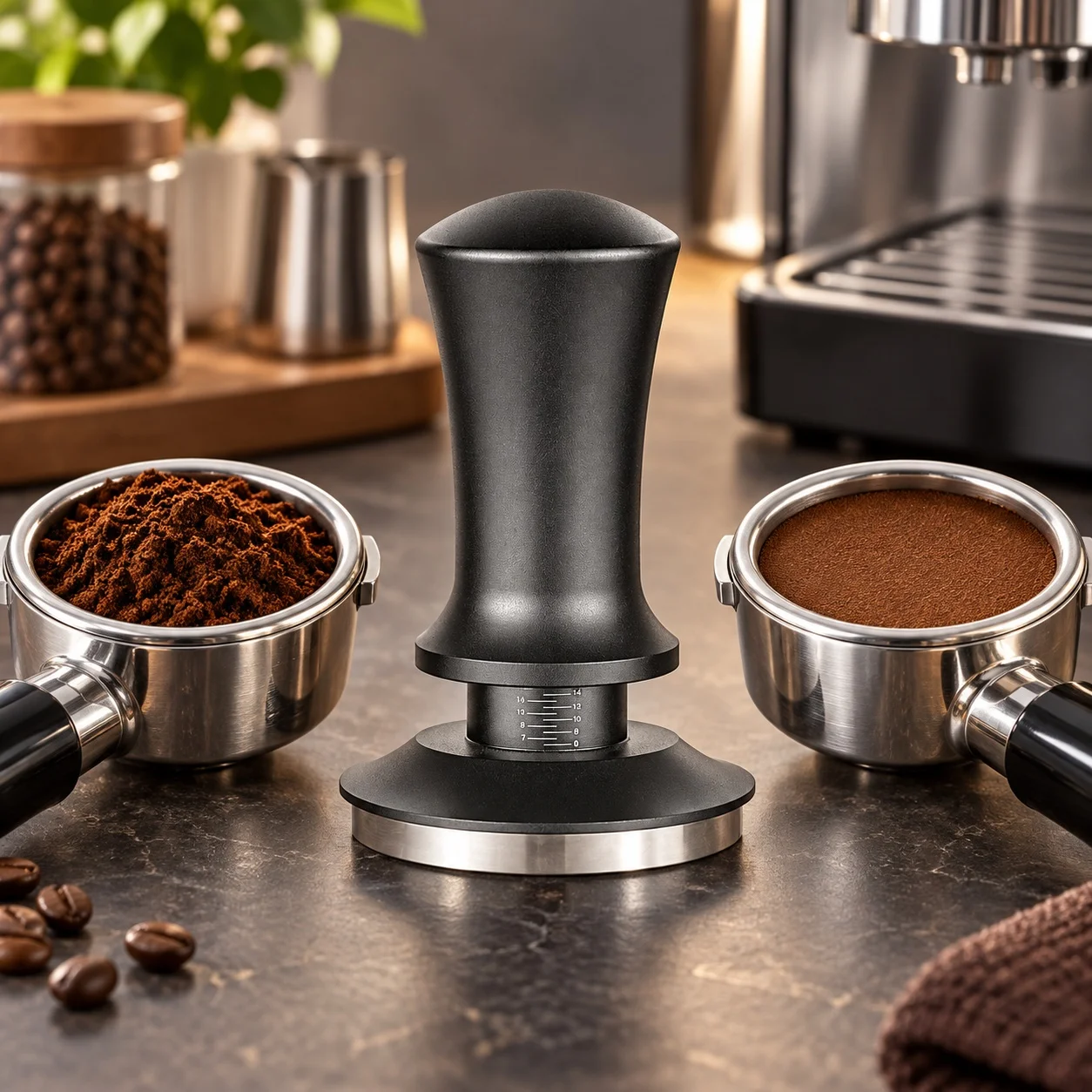 Spring Loaded Coffee Tamper 51mm 58mm Calibrated Espresso Tamper Stainless Steel Barista Coffee Press Tool with Scale