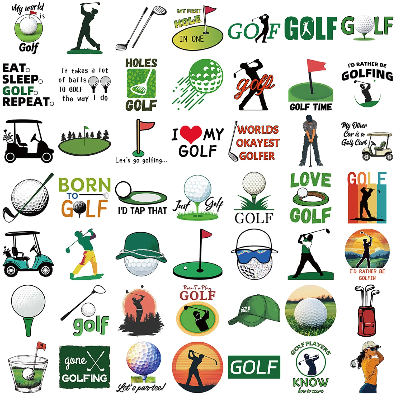 50PCS Cartoon Golf Graffiti Aufkleber Dekor Gitarre Notebook Gepäck DIY Wasserdichte Aufkleber