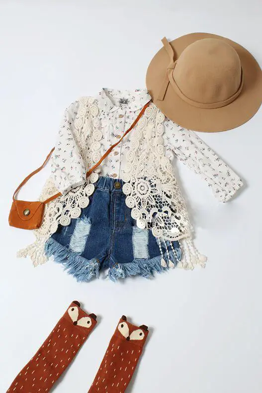 Toddler Kids Baby Girls Clothes Spring Summer Crochet Lace Hollow Cardigan Tops Vest Tassels Waistcoat Costume