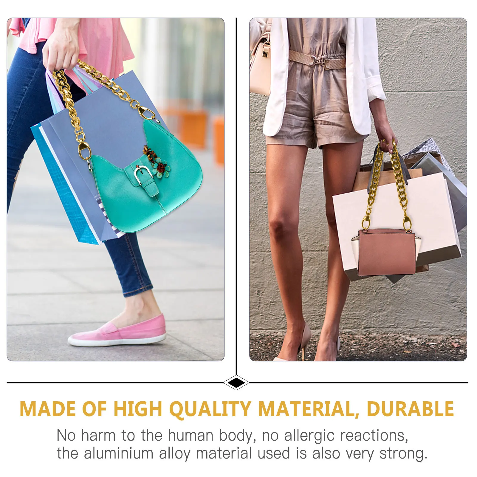 Eleganter Ersatz-Geldbörsenriemen aus poliertem Metall für Handtaschen, Schultertasche, Umhängetasche, Zubehör, Handtaschenkette