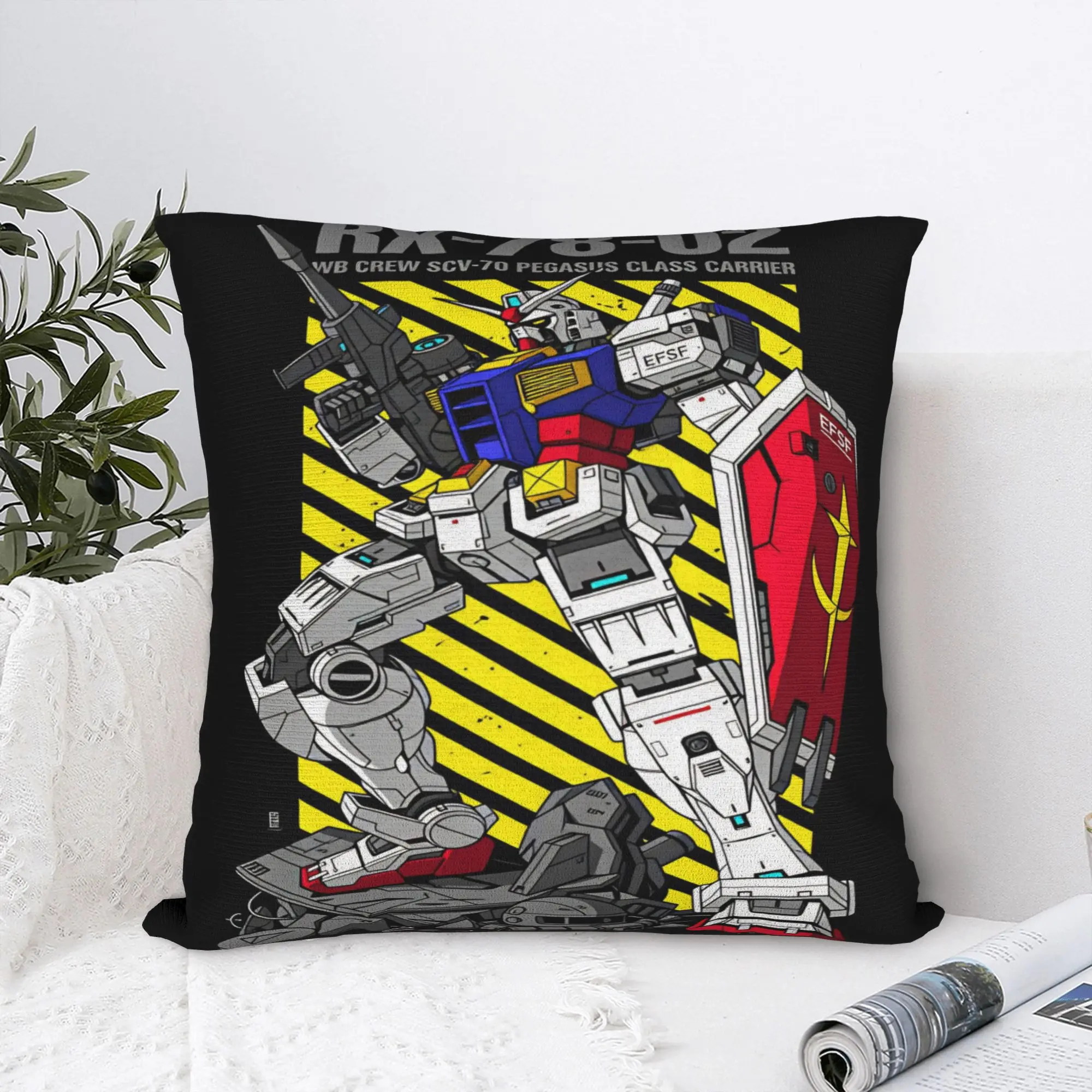 Mobile Suit Gundam Pillow Case  Comfy Pillow Cover For Sofa Bedroom Home Decor Funny Pillowcases
