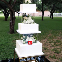 Square Acrylic Wedding Cake Separator Stand Graduation Party Cake Birthday Fillable Goods Clear Cake Tier