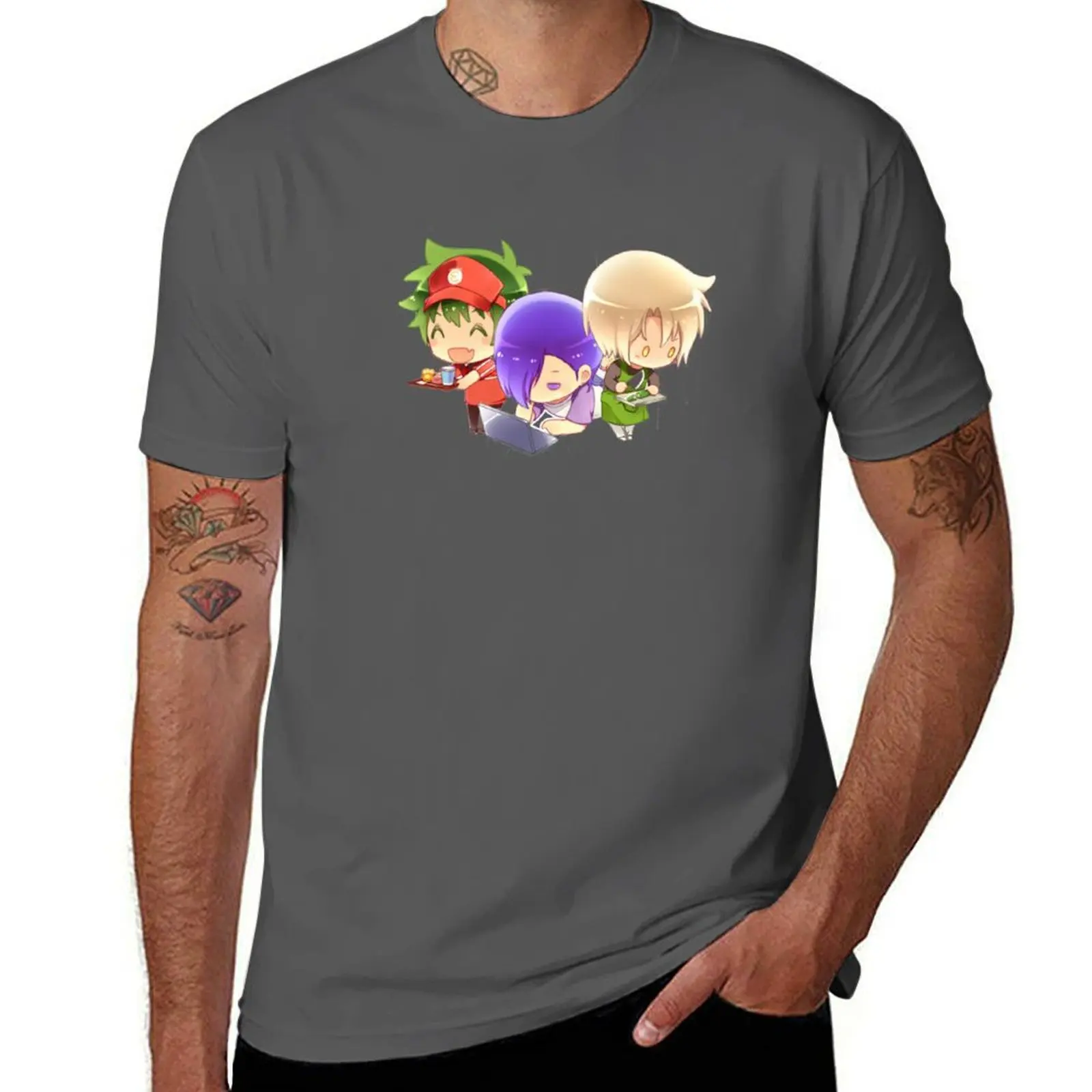 

The devil is a part timer chibi T-Shirt t shirts for man cotton funny man t shirts for men t shirt personalised T-Shirt