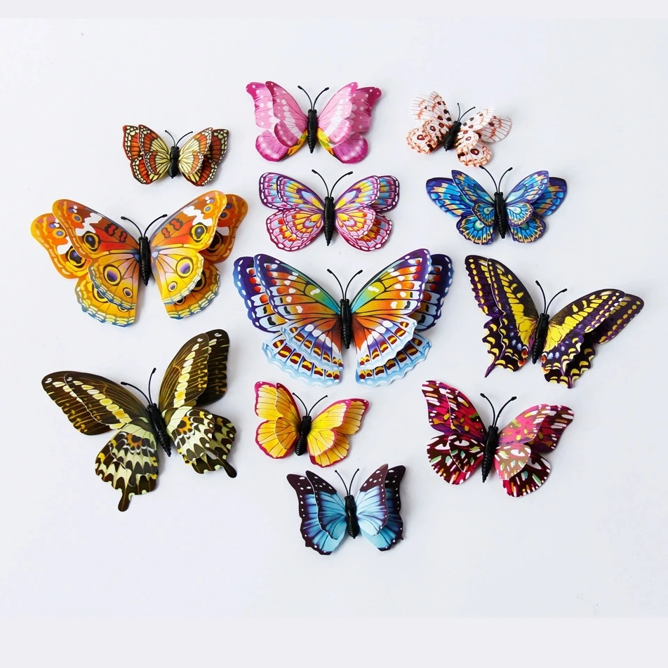 12pcs Double Layer Hollow 3d Butterfly Stickers Modern Home Wall Decoration 3D Wall Stickers Living Room Window Home Decor