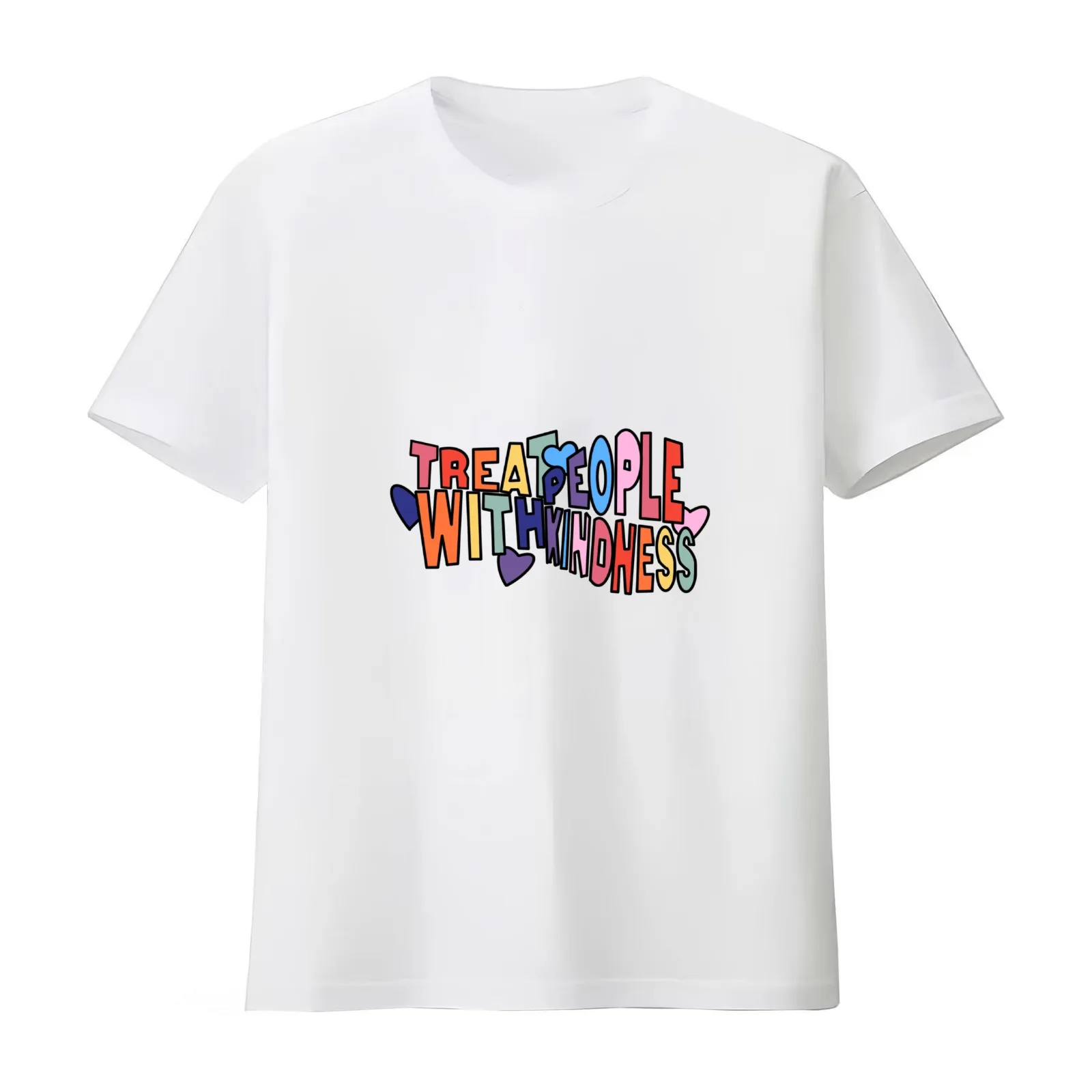 treat people with kindness T-Shirt Summer Casual Cotton Tee Oversized Streetwear Tops Vintage Graphic Print Unisex Men Women
