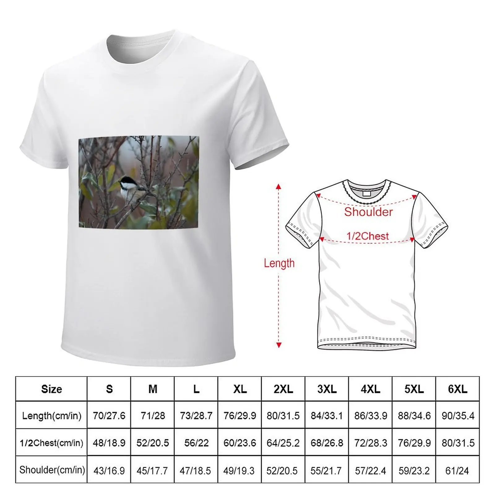 Chickadee getting ready for a winter night T-Shirt tees summer top men t shirts