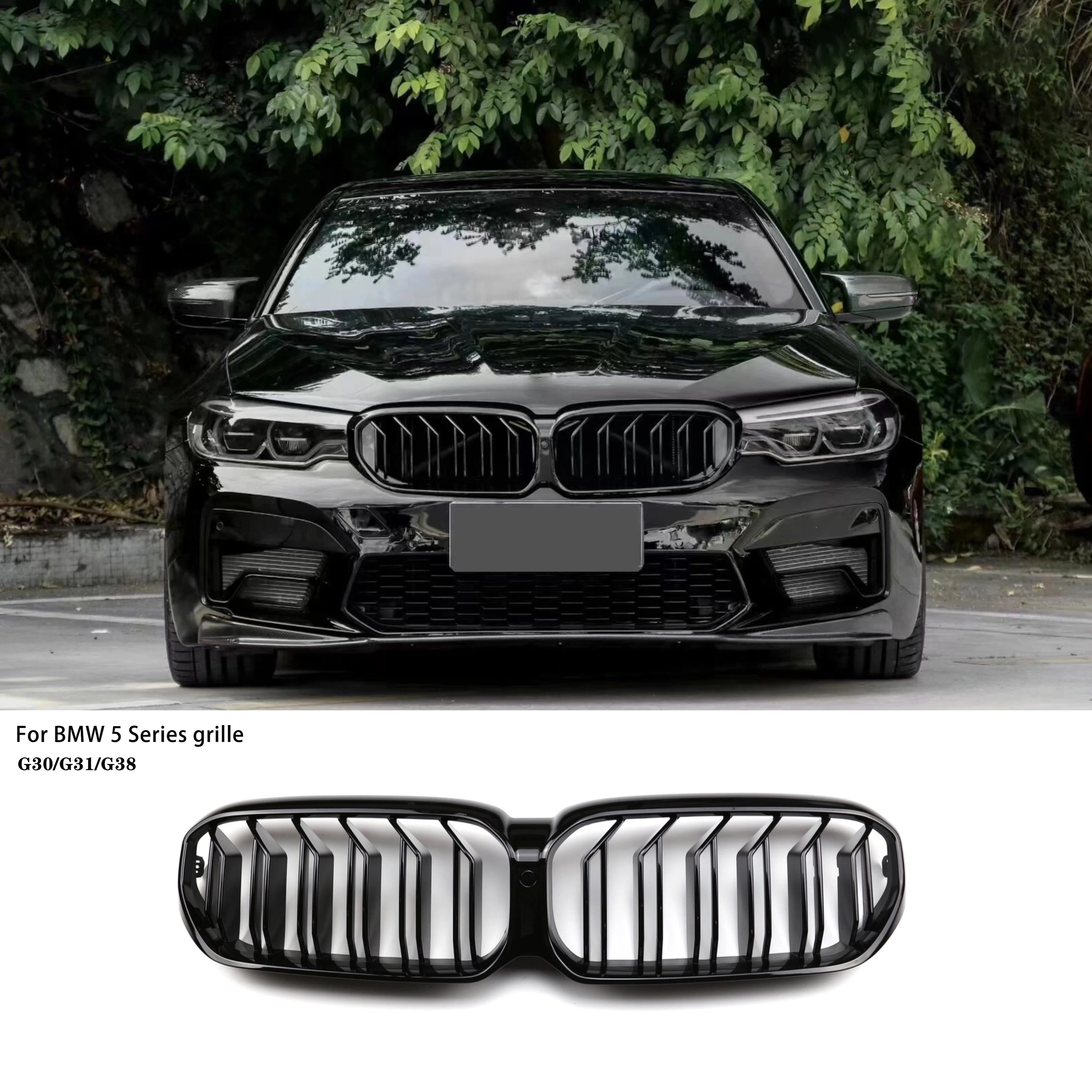 Front Kidney Bumper Grille Carbon Fiber M Style Grill Cover For BMW 5 Series G30 G31 G38 LCI  2021 2022 2023 M5 Performance