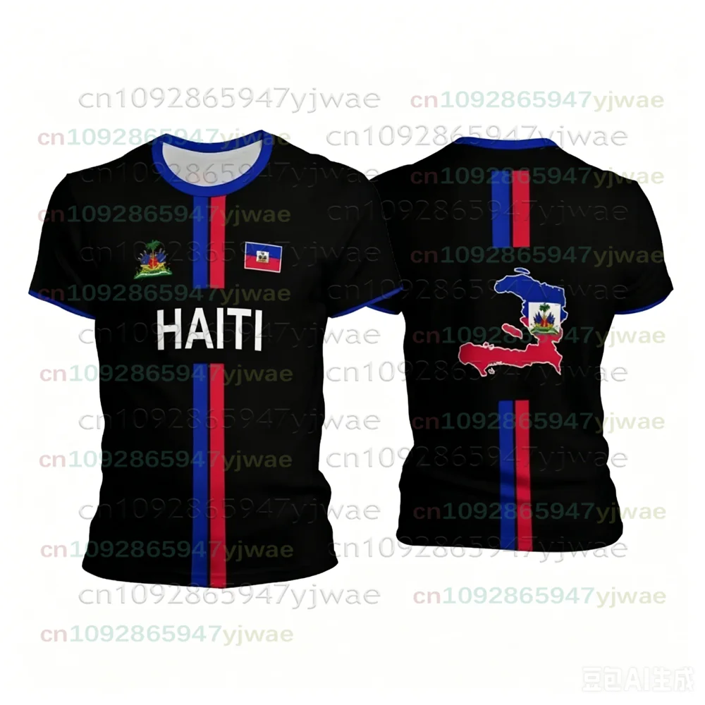 Haiti Football T Shirts Men's Sports T-shirt Haitian Flag Street Oversized Tops Unisex Casual Graphic Tees Tops Y2k Men's Gifts