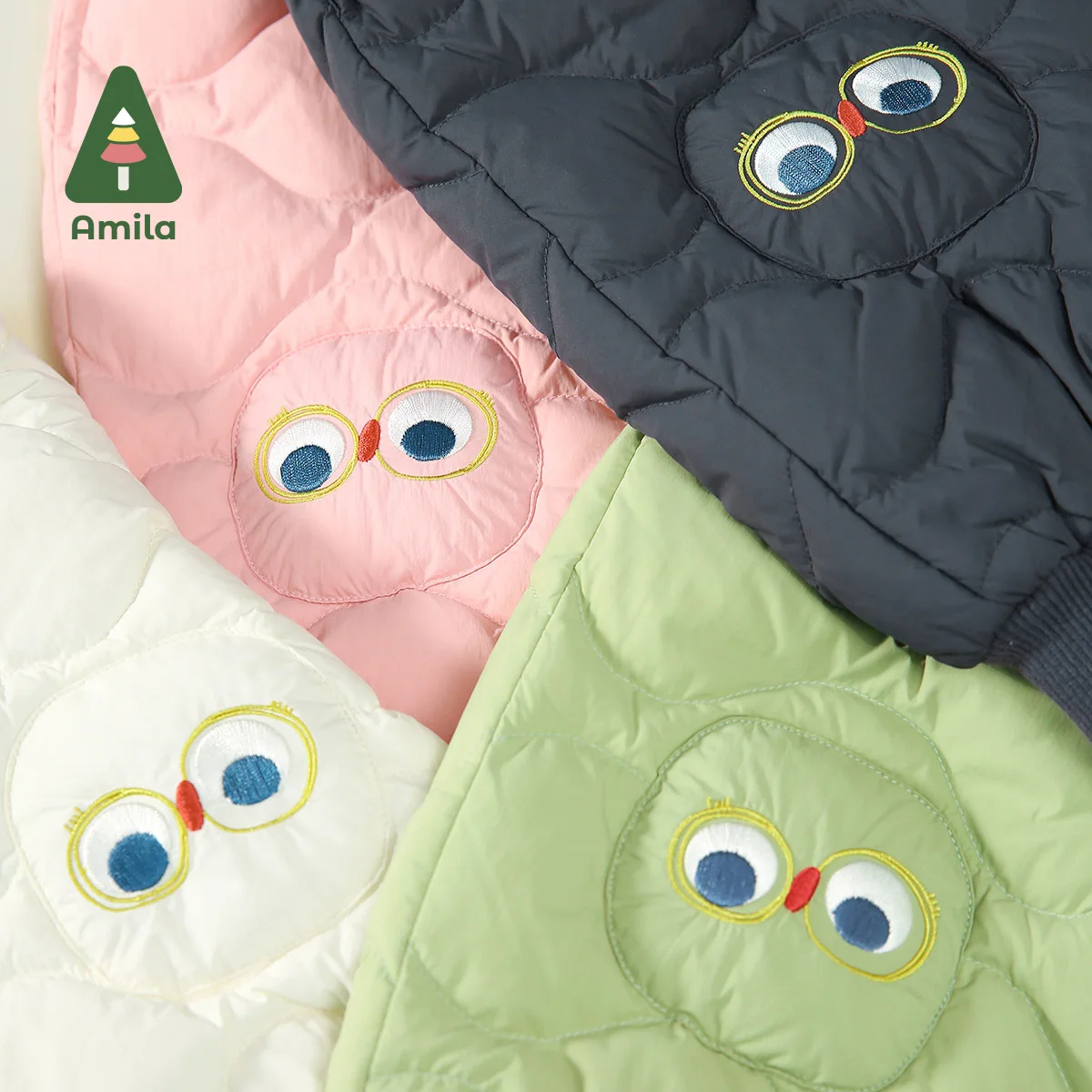 Amila Baby Children Down Pants 2024 Winter New Multicolour Reactive Printing Slight waterproofing antifouling Oil proof  