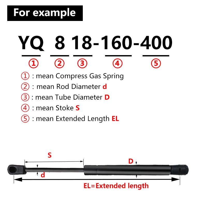 1PC 500N/113LB 150-600mm Universal Gas Strut Ball Socket Lift Support Car Hood and Hatch Lift Trunk Camper Shell DIY Tool Box