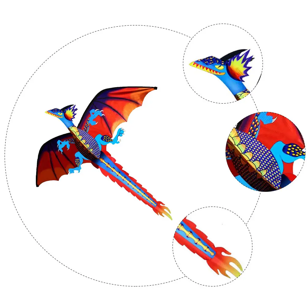 Cola de dinosaurio 3D para niños, juguetes al aire libre, cometa de cola larga, colores brillantes, cometa plegable para exteriores, regalos reutilizables