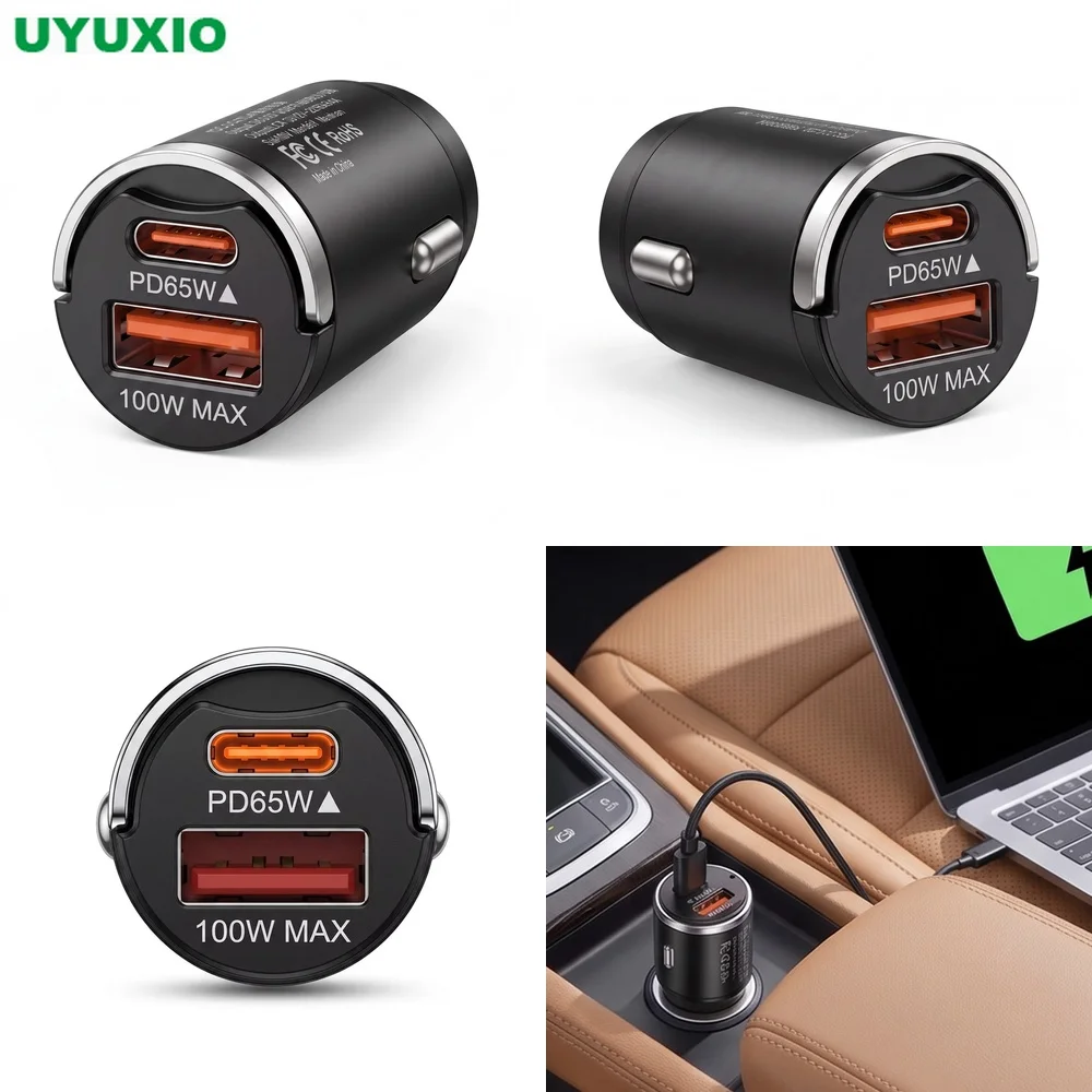 carregador-rapido-para-veiculos-165w-com-corpo-em-liga-de-zinco-resistente-design-compacto-carregamento-pd-de-65w-via-usb-c-e-100w-via-usb-a-para-telemoveis-tablets-e-portateis