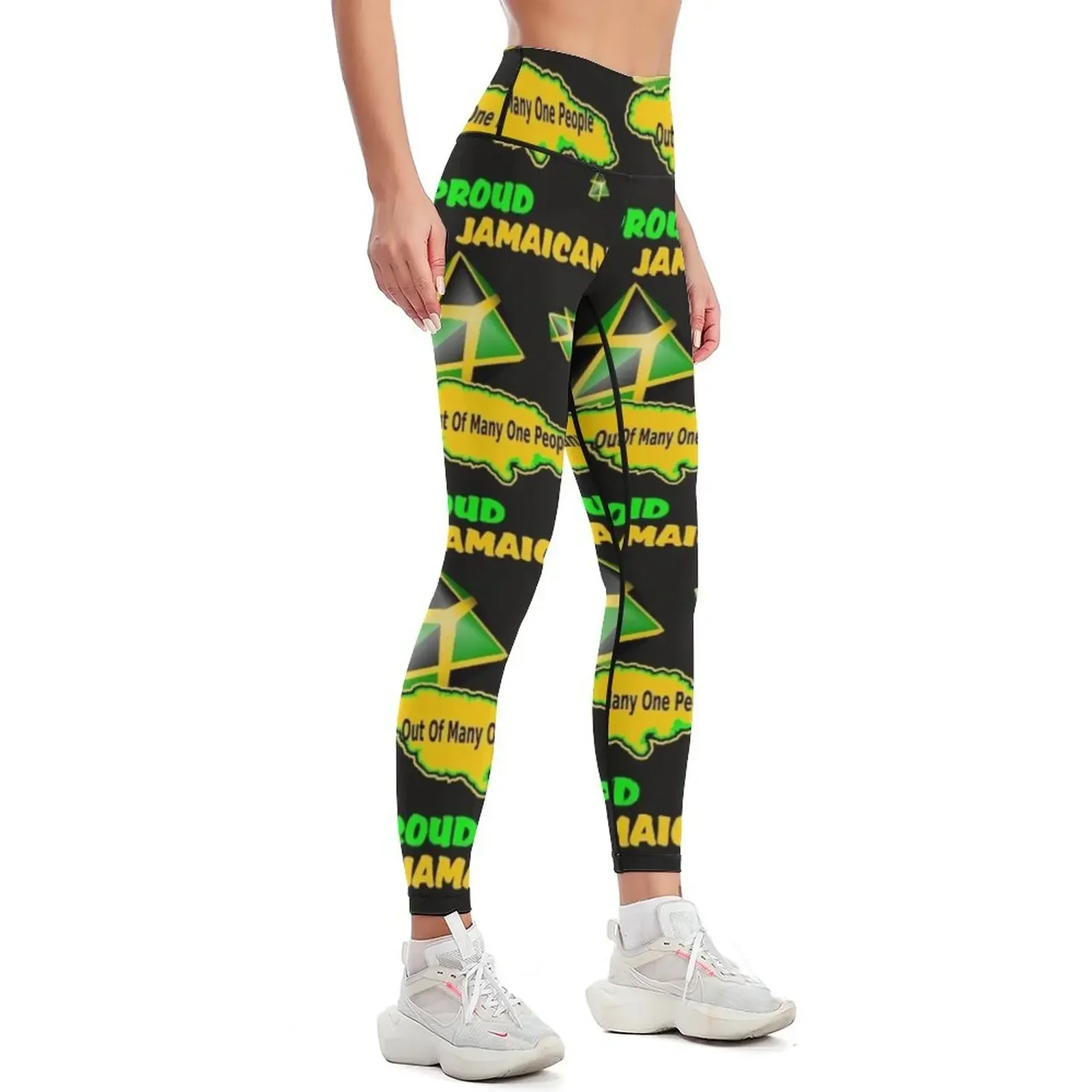 Jamaican Motto, Map and Flag Leggings gym clothing trousers push up tights for sporty woman gym Womens Leggings view 2
