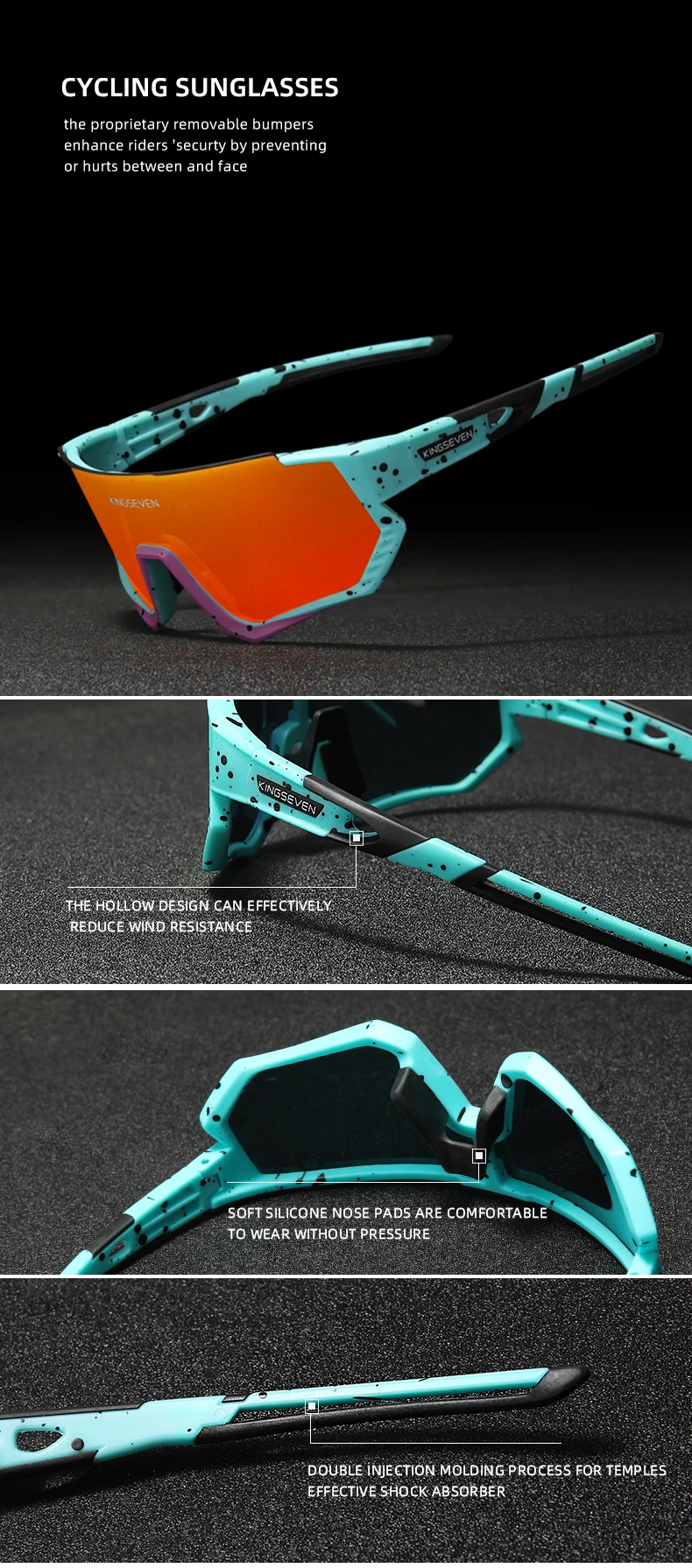 KINGSEVEN Radfahren Sonnenbrille Männer Frauen Mtb Fahrrad Brille UV400 Polarisierte Angeln Schutz Brillen Photochrome Fahrrad Brille – Detail 8