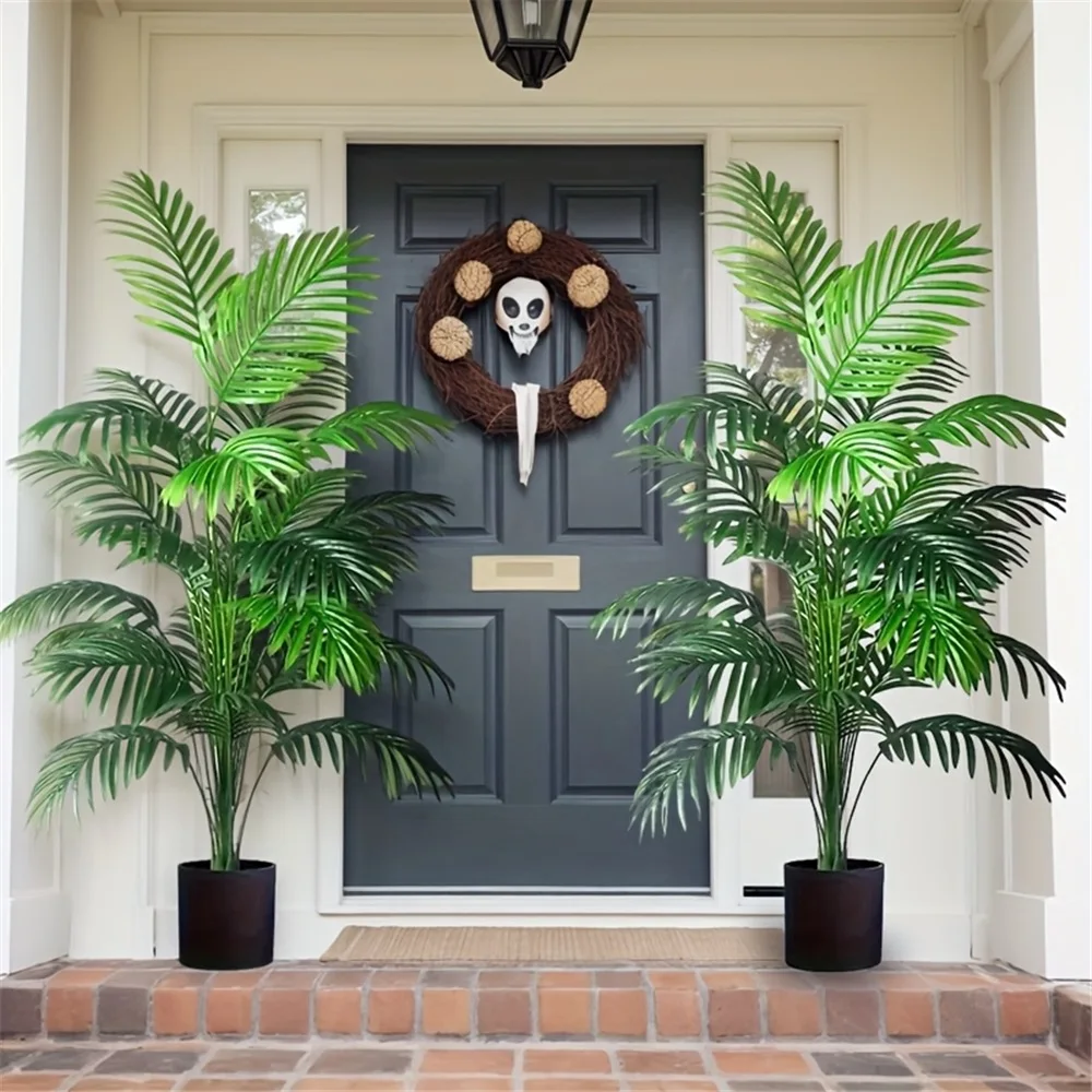

2PCS 24Leaves Areca palm simulation green plants realistic artificial trees suitable for bedroom living room outdoor decoration