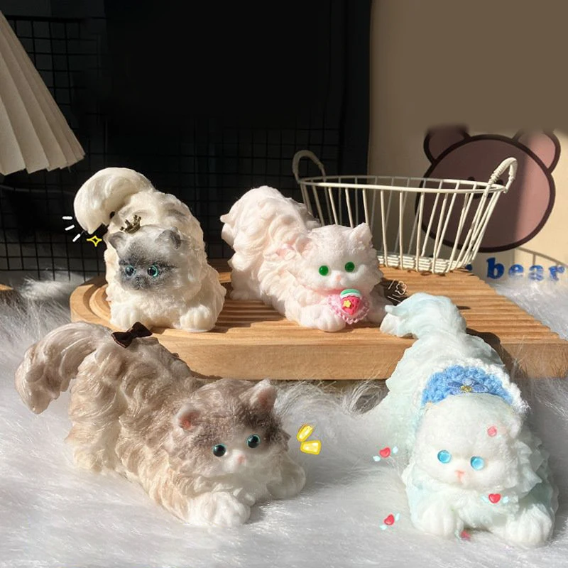 Simulated Persian Cat Slow Rebound Stress Relief Toy Ornament Cute Siamese Cat Pink And Dai Cat Puppet Cat Stress Relieving Toys