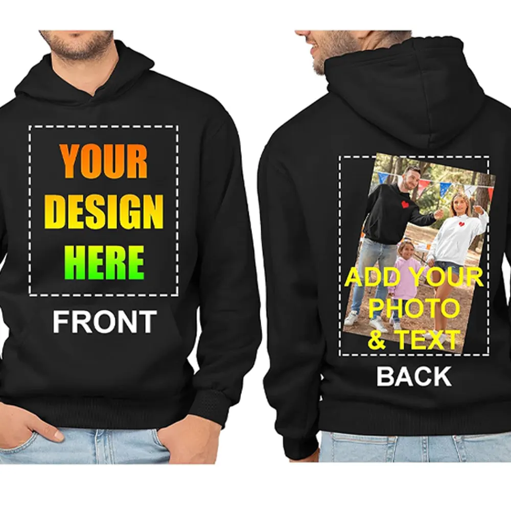 City Shirts Add Your Own Text Design Custom Personalized Front & Back Sweatshirt Hoodie Birthday Party Customization Clothing