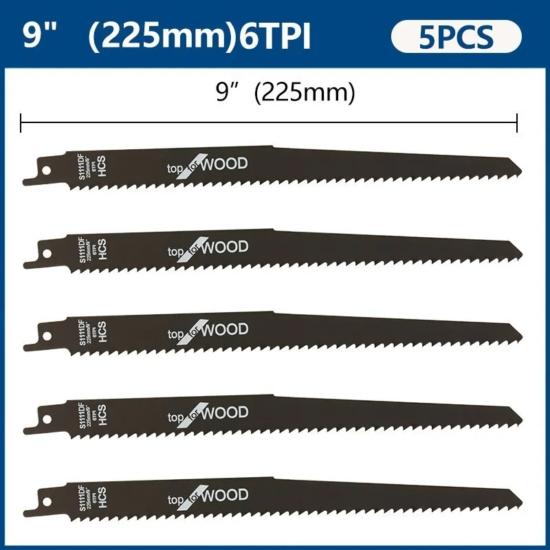 CMCP Jig Sägeblatt 9 "6TPI Holz Rebschnitt Kolben Sägeblatt Für Holz Sharp Boden Zähne Klinge Schnelle Schneiden werkzeug