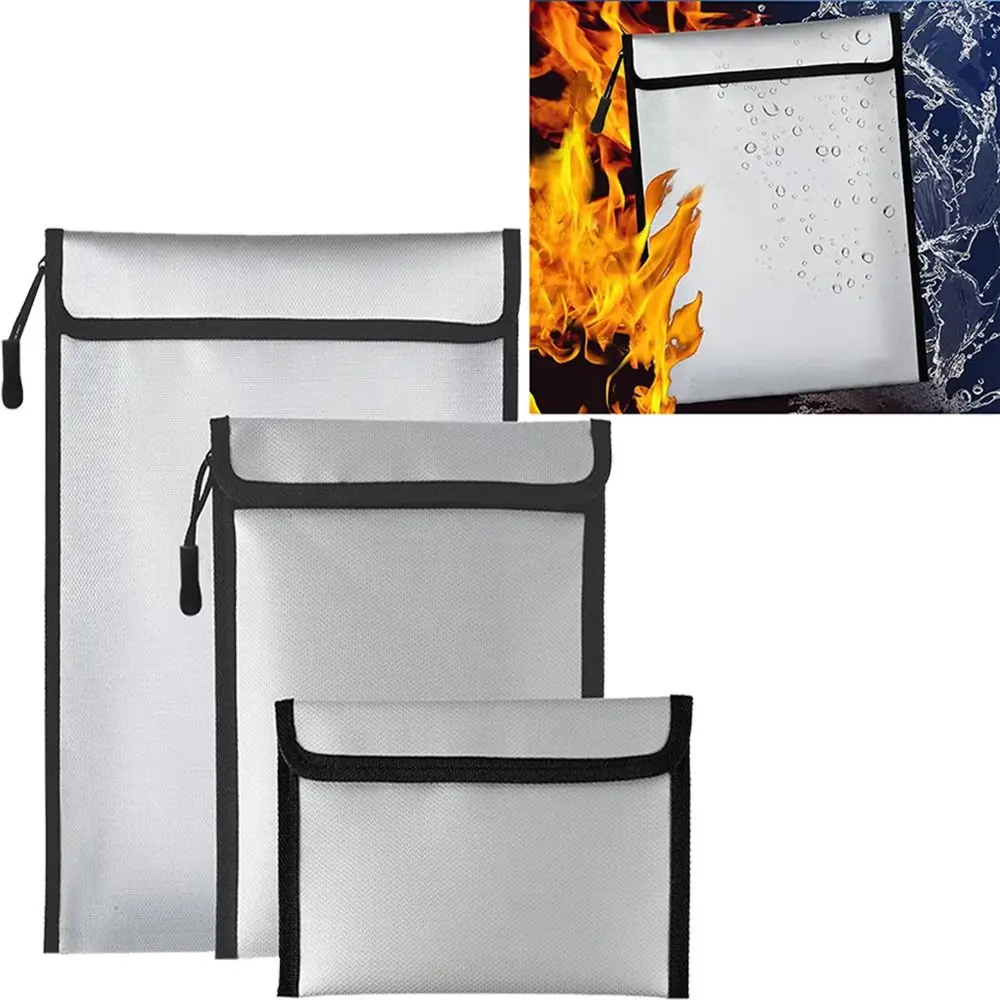 

Waterproof Fireproof Document Bag Portable Zipper Closure Fireproof Shielding Folder Signal Blocker Heat-resistant