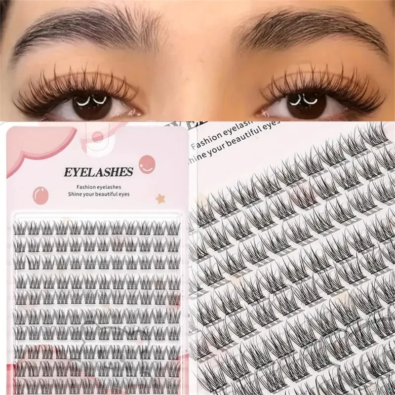 Einfach anzubringende Fischschwanz-Kunstwimpern, wiederverwendbare Einzelwimpernverlängerungen, anfängerfreundliches DIY-Wimpernset für das tägliche Make-up.