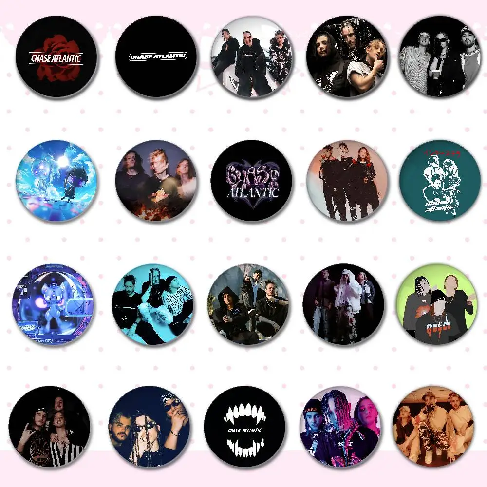 C-Chase A-Atlantic Band Badges Round Brooch Cute Cartoon Idol Cosplay Badges DIY Backpack Clothing Jewelry Pins
