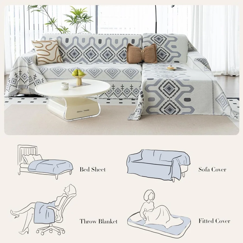 غطاء أريكة بوهو شانيل صديق للغسل للحيوانات الأليفة، أغطية أريكة على الطراز البوهيمي للأرائك ذات المقعدين #4