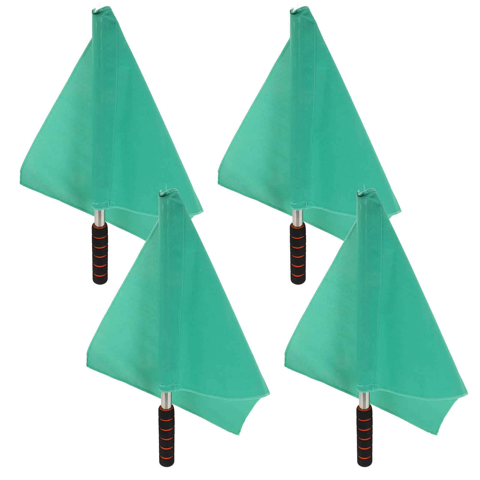 

4 Pcs Match Referee Flag Hand Signal Stainless Steel Pole Red Flags Sponge Commanding