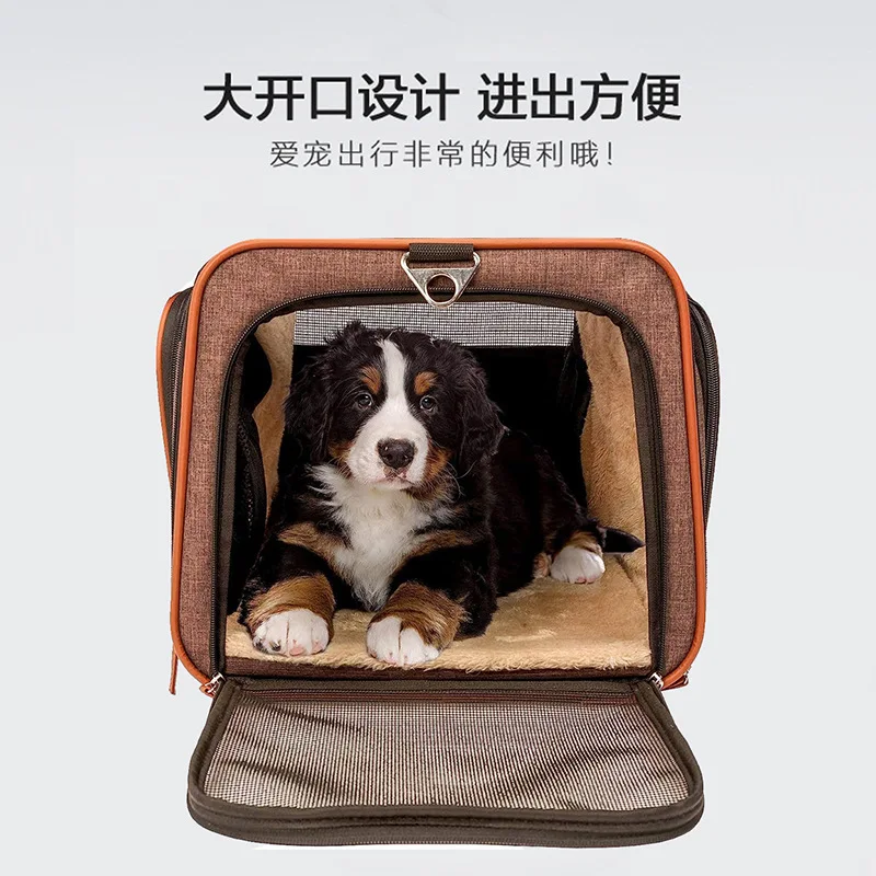 Pet Cat Carrier Breathable Outgoing Expandable Dog Carry Backpack For Travel Trip With Telescopic Handle Wheels Shoulder Strap