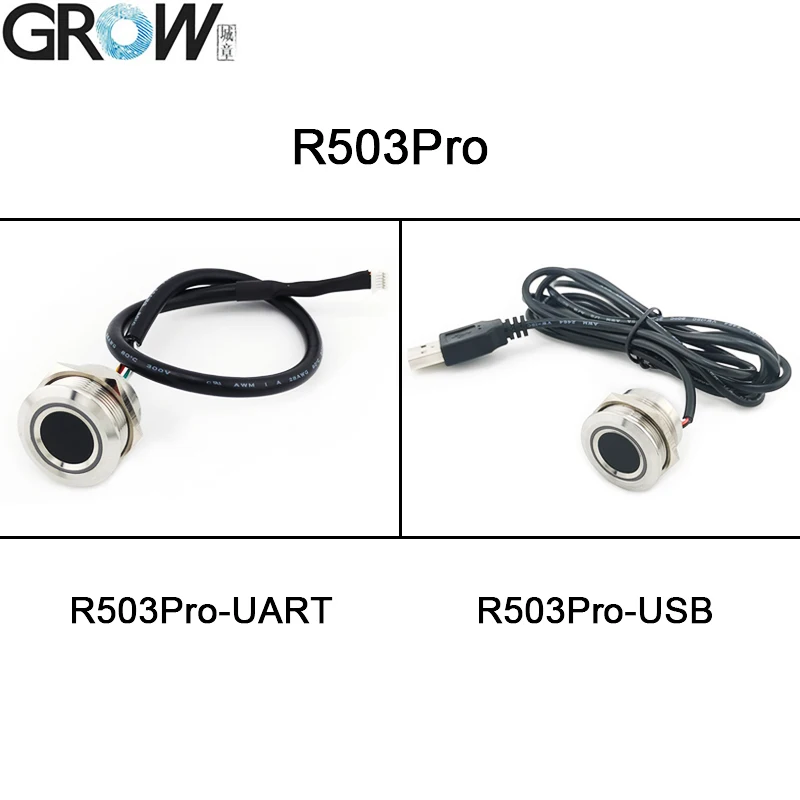 GROW R503Pro UART/USB 1500 Capacity Round RGB LED Control DC3.3V Capacitive Fingerprint Module Sensor Scanner For Access Control