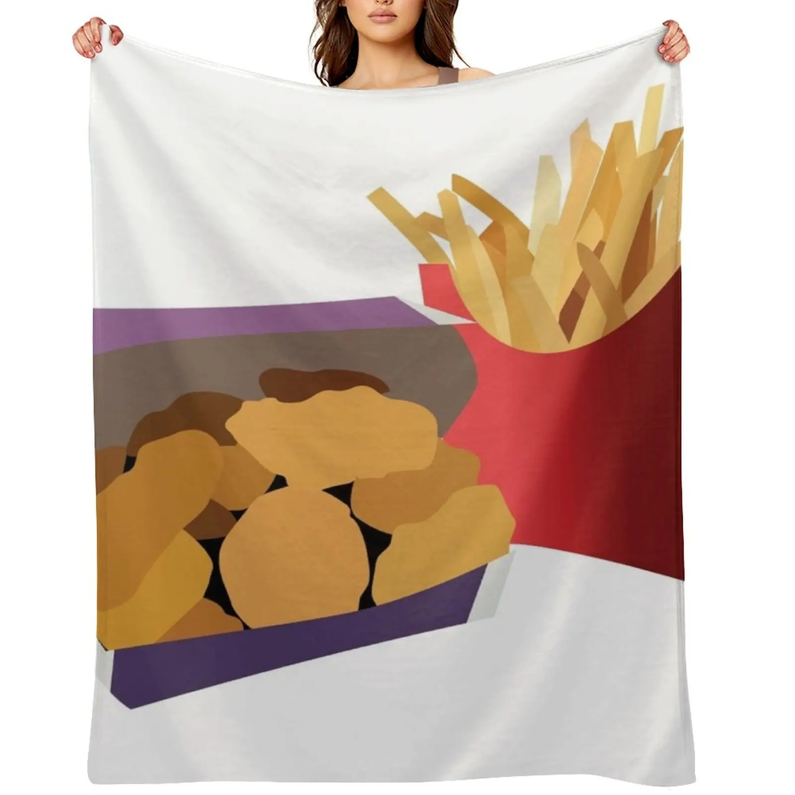 

Chicken Nuggets and Fries Throw Blanket bed plaid Soft Plush Plaid Thermals For Travel Shaggy Blankets
