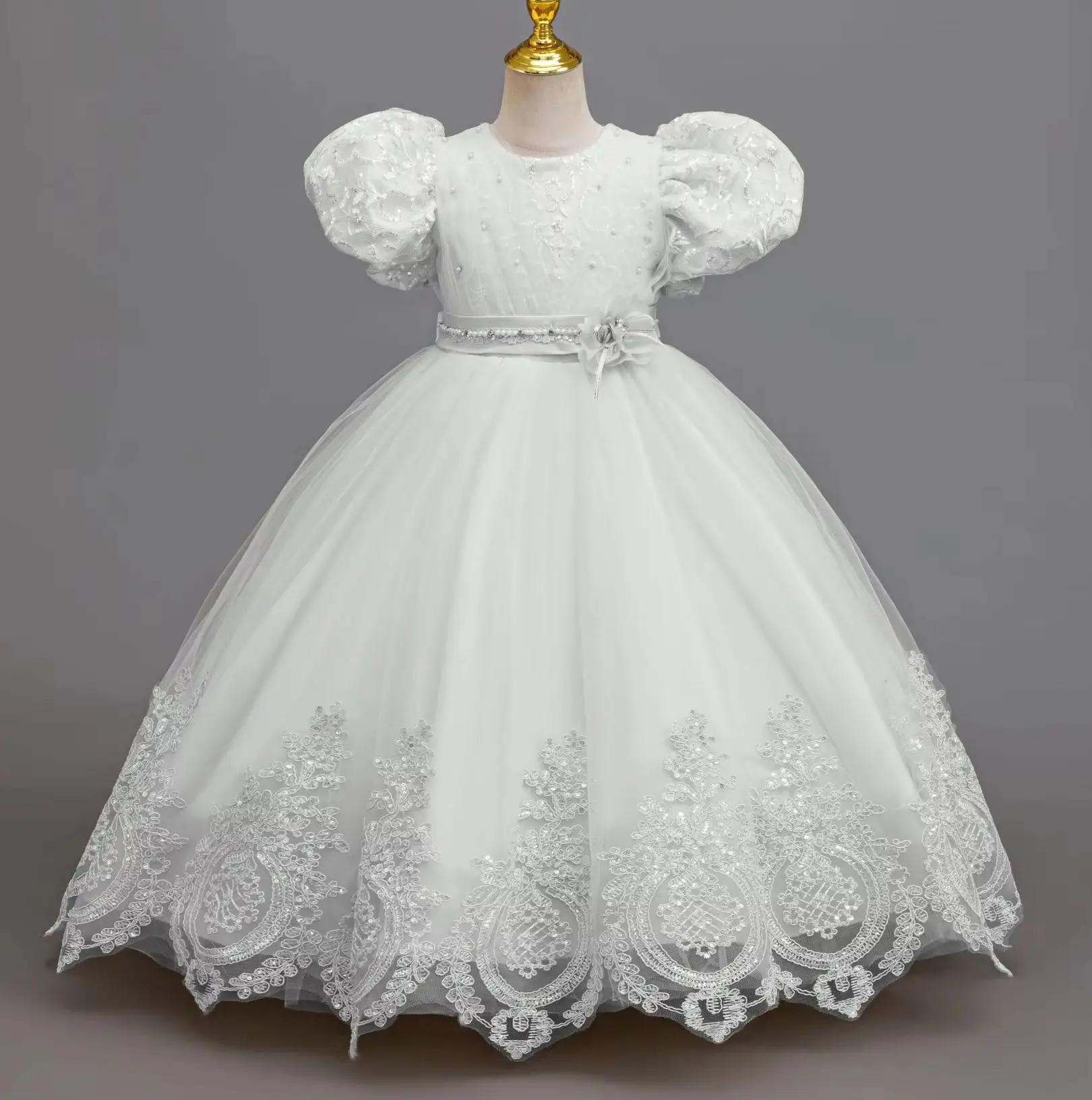 New Children Girls' Elegant Dress Flower Girl Ceremonial Dresses Kid Lace Clothes 4 to 12T