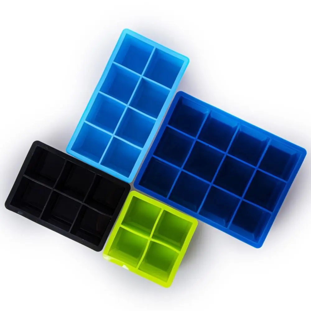 

Easy Release Silicone Large Ice Cube Tray 4/6/8/12 Grids DIY Ice Cube Maker BPA Free Reusable Square Ice Mold Kitchen Tools