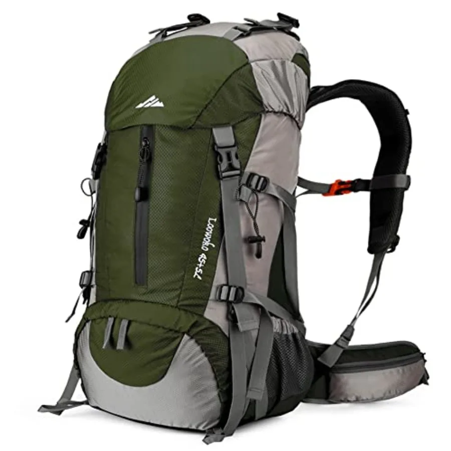 

Loowoko 50L Hiking Backpack, Waterproof Camping Essentials Bag with Rain Cover, 45+5 L Lightweight Backpacking Back Pack