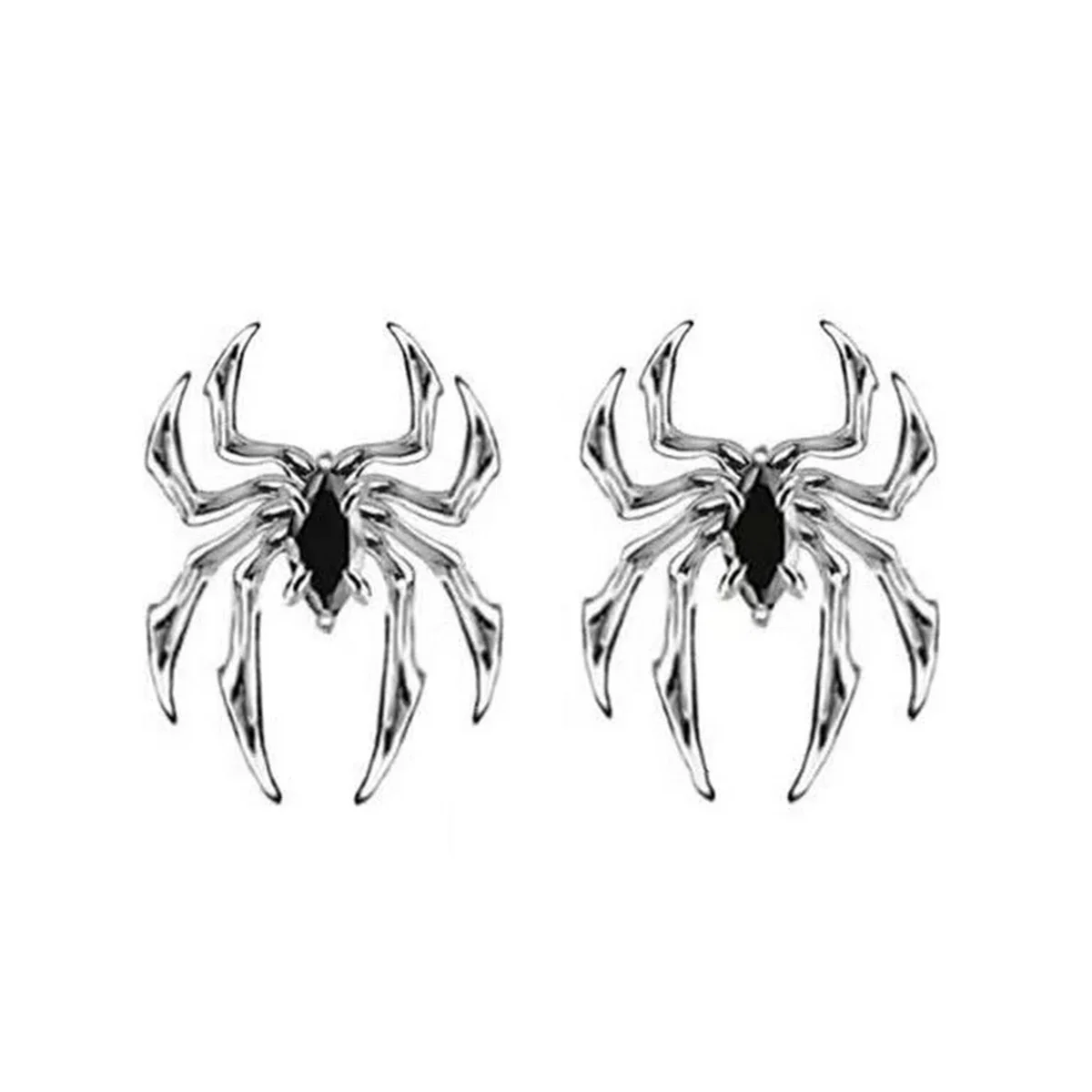 Punk Stainless Steel Spiders Stud Earrings Black Earrings for Men and Women Vintage Hip Hop Rock Piercing Ear Jewelry image 6