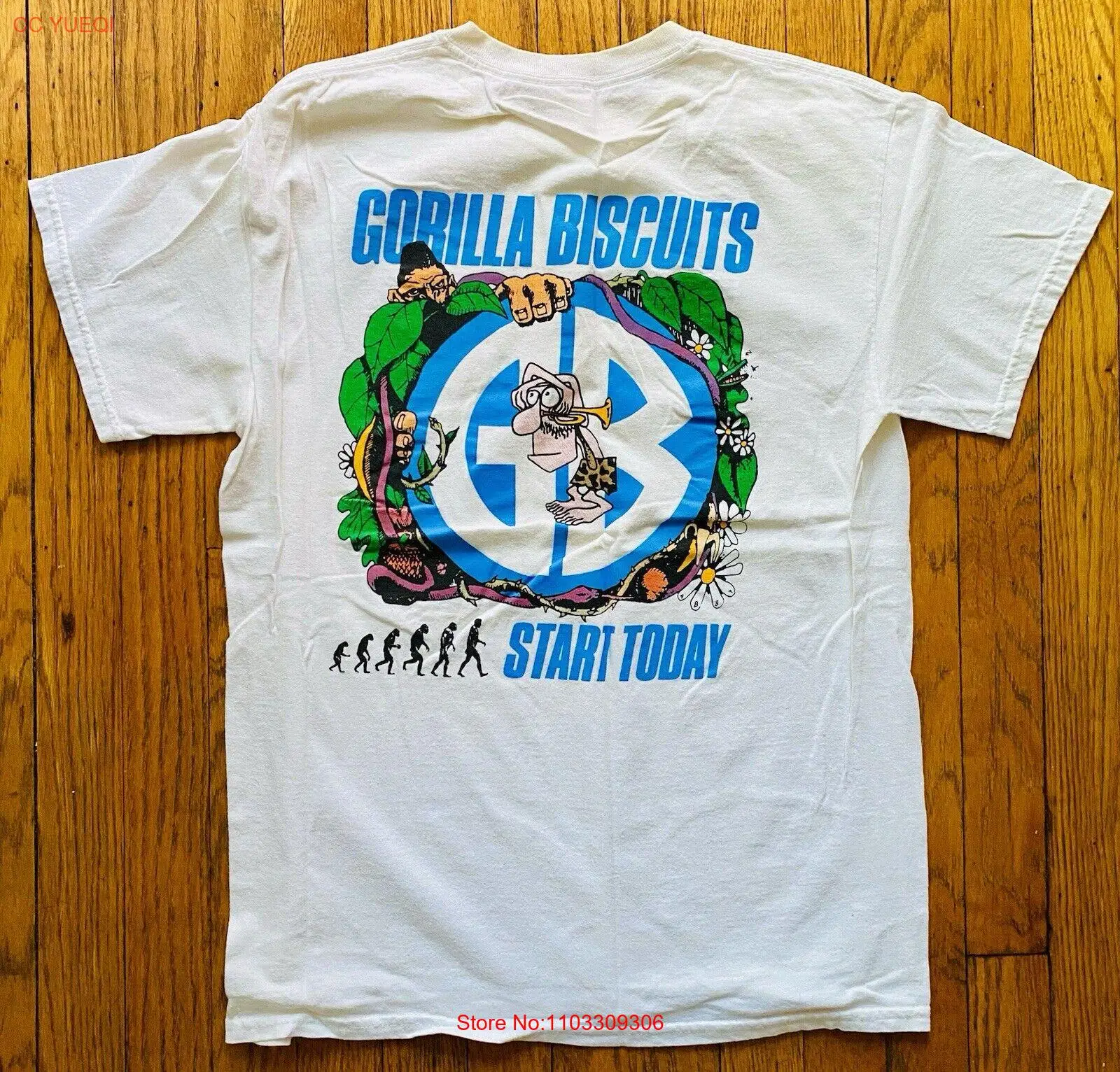 Camiseta GORILLA BISCUITS Rare Sz M, blanca, NYHC, Hardcore, Punk, SxE