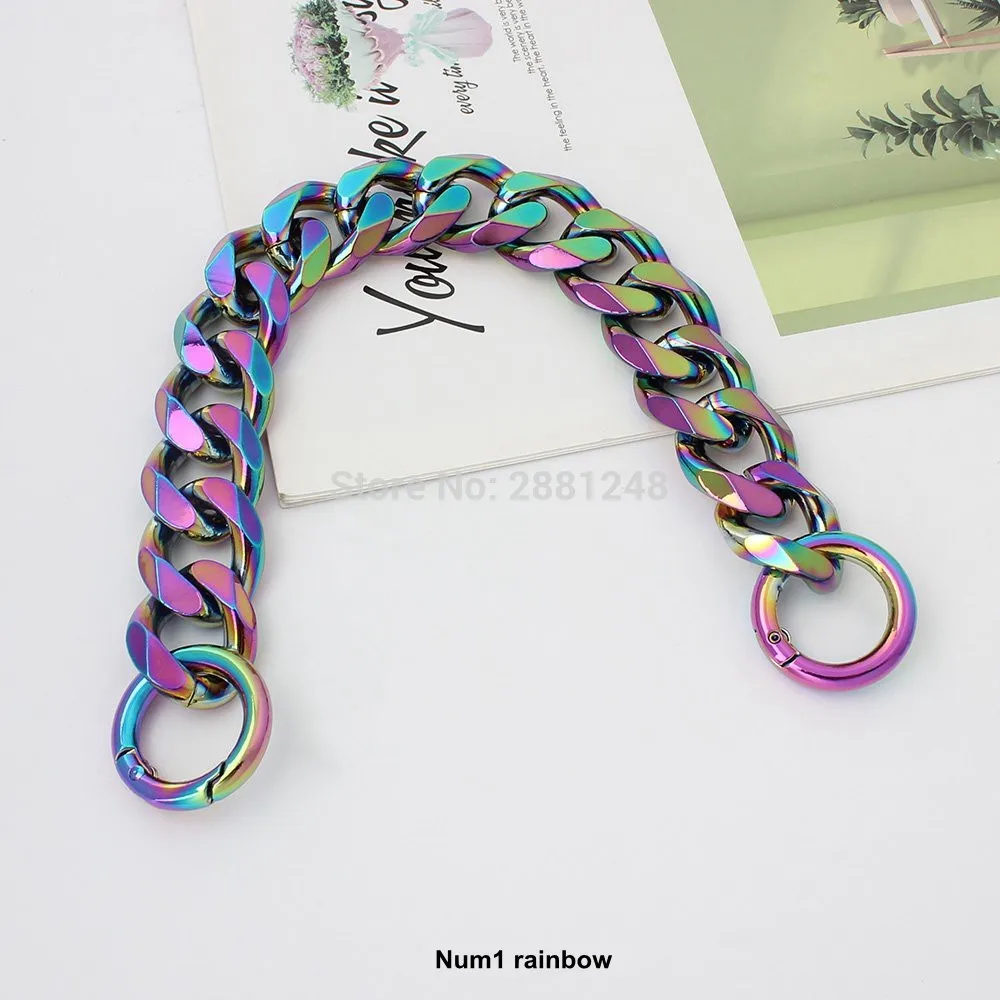 Rainbow 22mm thick Aluminum chain Light weight bags strap bag parts DIY handles easy matching Accessory Handbag Straps Bag