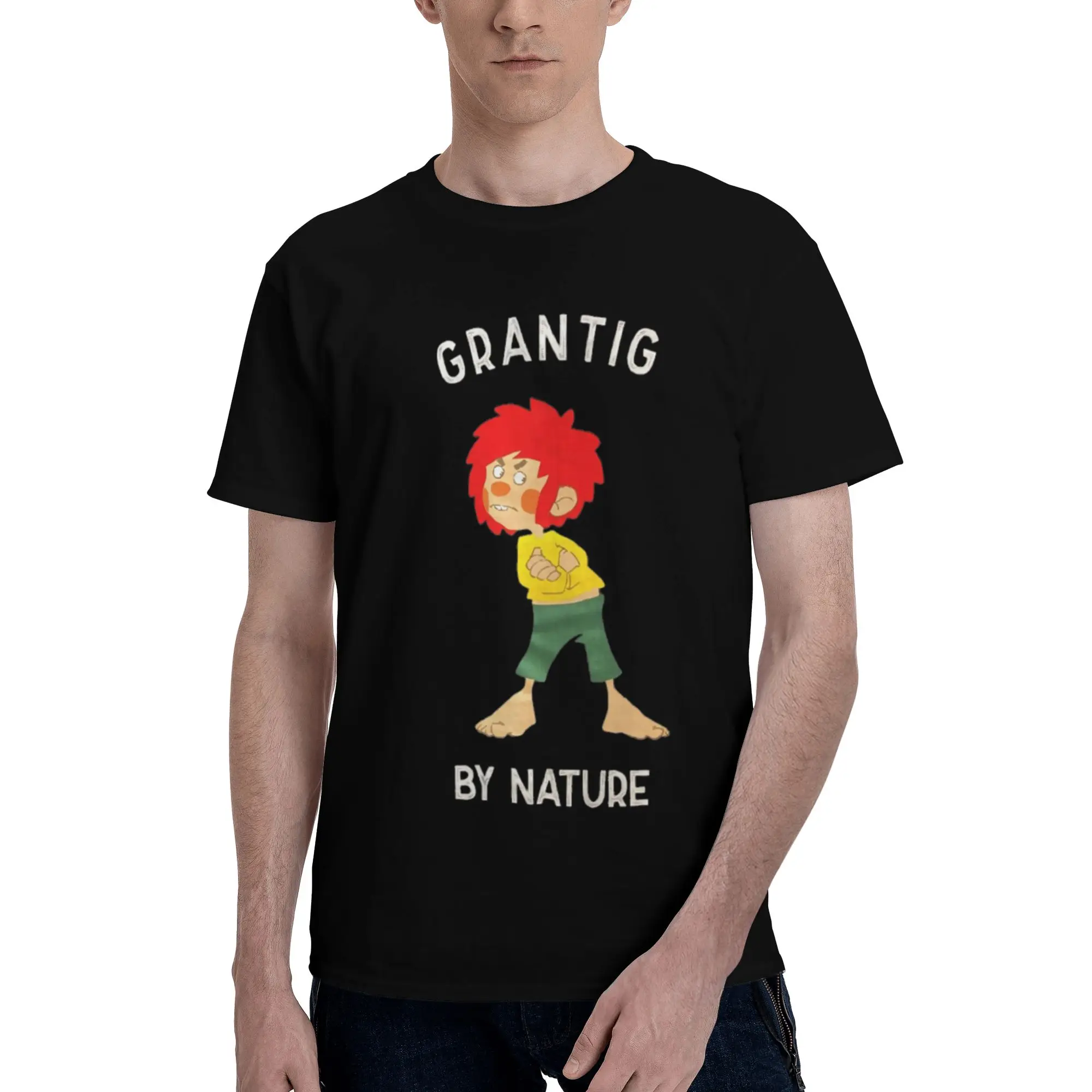 

Футболка Pumuckl Grantig by Nature из 100% хлопка, мужские футболки большого размера, мужские футболки с круглым вырезом и коротким рукавом, S-6XL
