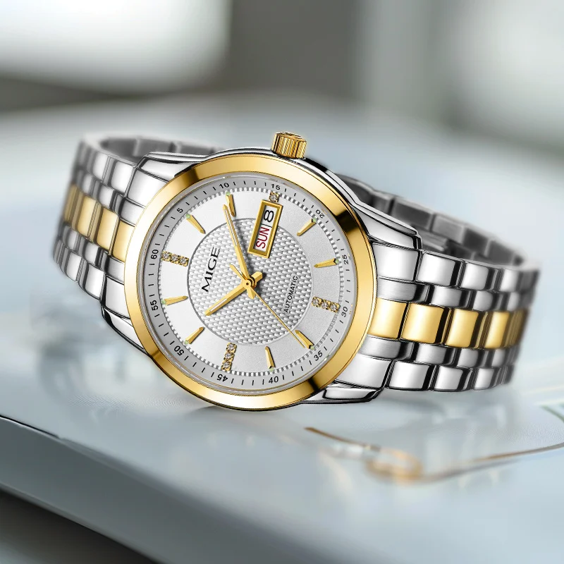 

MIGE Original MIYOTA Men's Watches Mechanical Automatic Watch Waterproof Luxury Luminous Calendar Wristwatch Stainless Steel