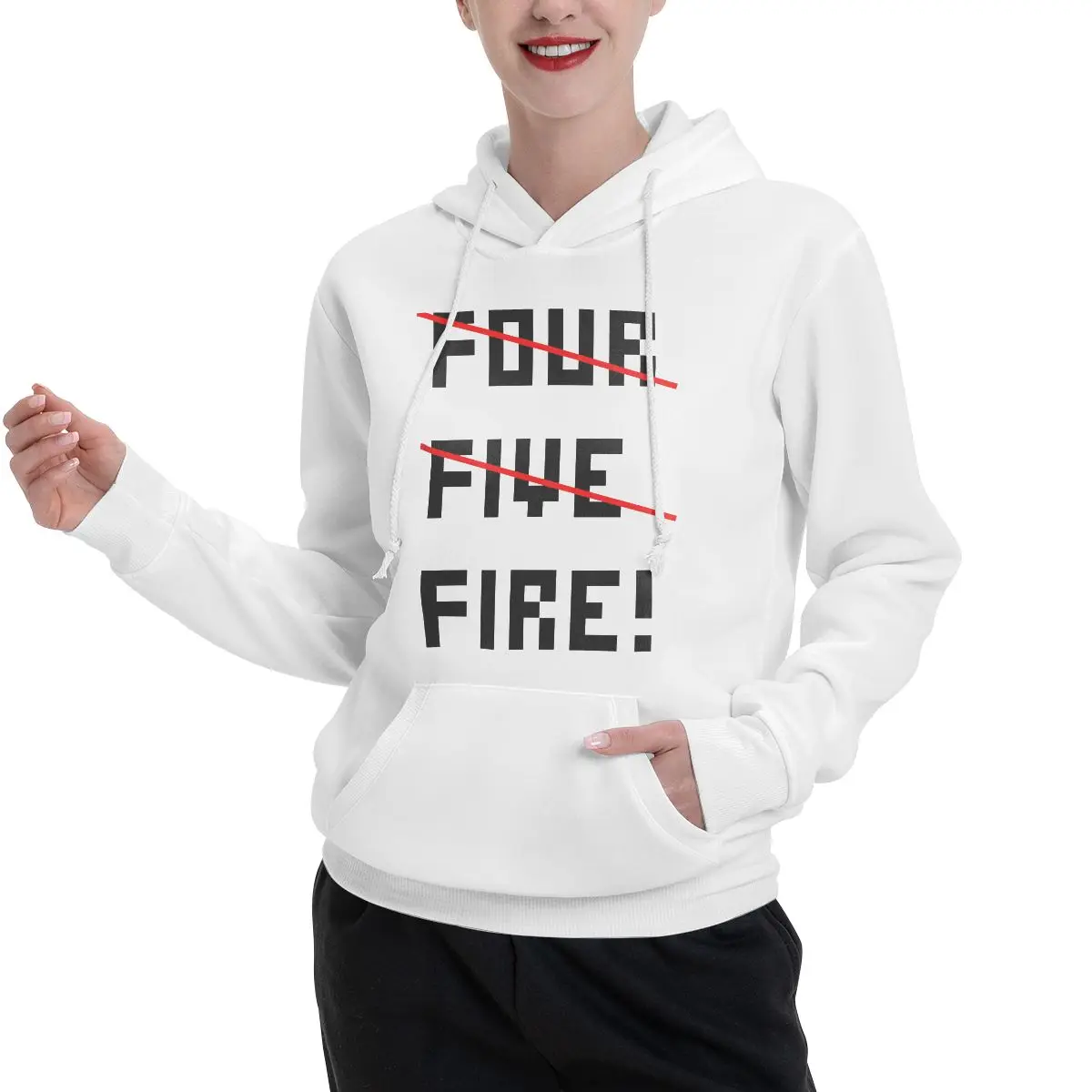 Couples Plus Velvet Hooded Sweater FOUR I MEAN FIVE I MEAN FIRE Canvas Casual Graphic Kawaii With hood Hoodie High grade Home