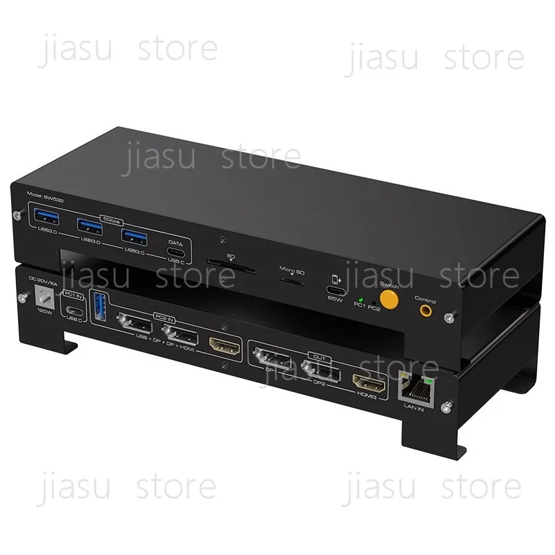 Type-C Docking Station Triple Display Expander, Dual DP + HDMI Multi-screen USB Converter with KVM Switch