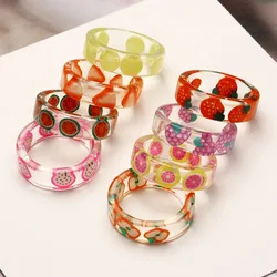 New Fruit Resin Ring Jewelry Anneaux for Men Women Creative Personality Acrylic Anillos Aesthetic Anel Trend Accessories Gift