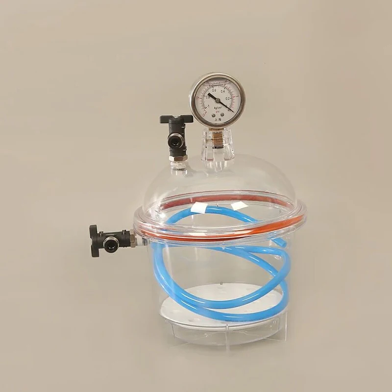 150MM Polycarbonate Plastic Vacuum Dryer Laboratory Dryer Transparent Vacuum Drying Kettle Double Valve With Pressure Gauge