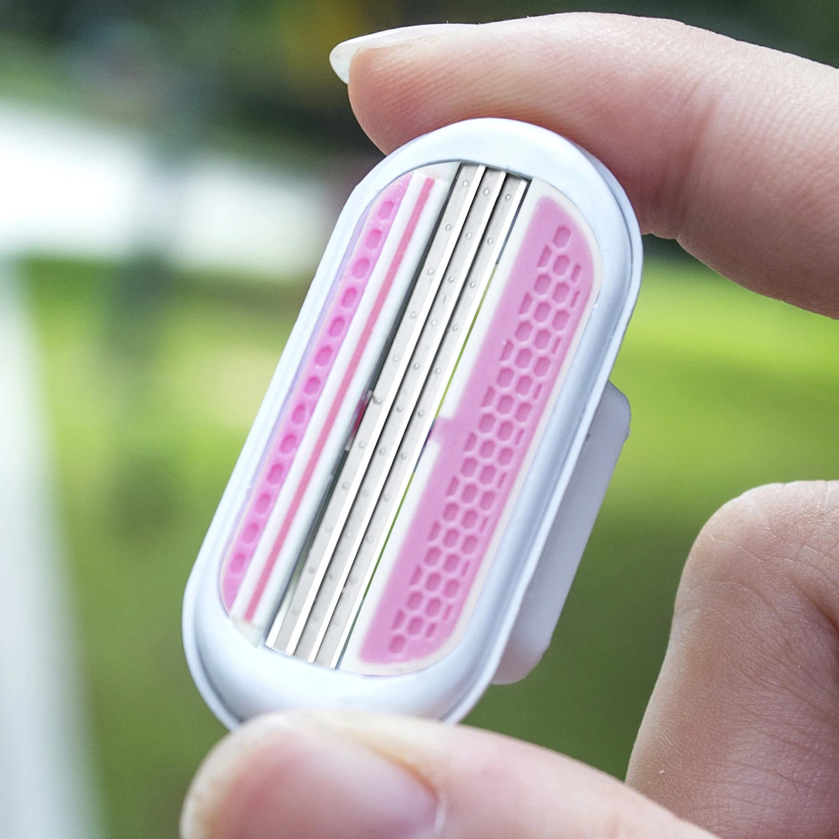 ماكينة حلاقة يدوية آمنة للنساء، ماكينة حلاقة مكونة من 3 طبقات من الفولاذ المقاوم للصدأ، رأس ماكينة حلاقة قابلة للاستبدال #2