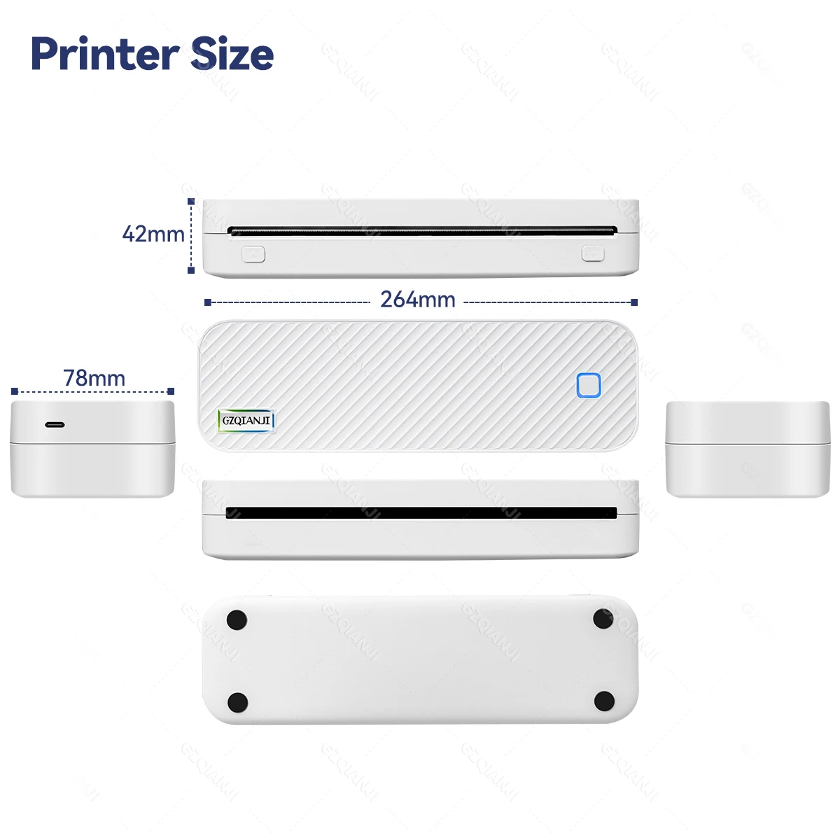 Impresora térmica portátil A4 sin tinta, máquina de impresión de documentos de palabras, Bluetooth, PDF, Excel, rollo de papel para oficina,